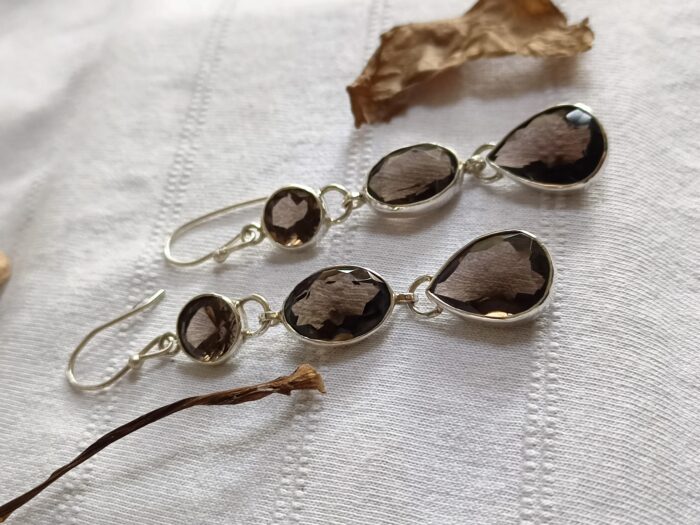Long Smoky Quartz Earrings, 925 Sterling Silver Smoky Quartz Earrings, Dangle Smoky Quartz Earrings For Her, Earrings For Mom, Gift For Her - Image 3