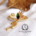 Krishna Flute Ring: Sterling Silver, Gold Plated, Cubic Zirconia - Image 3