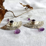 Celestial Amethyst Fan Earrings – Handmade 925  Silver - Image 3