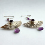 Celestial Amethyst Fan Earrings – Handmade 925  Silver