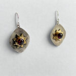 925 Silver Leaf Earrings with Natural Garnet Stone |Handcrafted Botanical Jewelry - Image 3