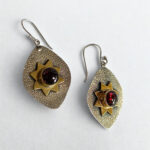 925 Silver Leaf Earrings with Natural Garnet Stone |Handcrafted Botanical Jewelry - Image 4