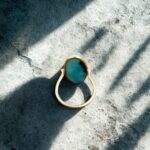 Larimar Oval Ring, 925 Silver Ring, Gold Plated Larimar Ring, Minimal Statement Ring, Handmade Silver Ring, Anniversary Gift For Her - Image 2