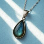 Labradorite Teardrop Pendant, 925 Sterling Silver Necklace, Blue Flash Labradorite Pendant, Handmade Silver Necklace, Minimal Boho Jewelry, Gift For Her