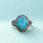 Oval Turquoise Ring, 925 Sterling Silver Ring, Vintage Turquoise Ring, Handmade Silver Ring, Boho Statement Ring, Gift For Her - Image 4