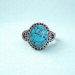 Oval Turquoise Ring, 925 Sterling Silver Ring, Vintage Turquoise Ring, Handmade Silver Ring, Boho Statement Ring, Gift For Her - Image 6