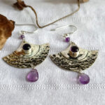 Celestial Amethyst Fan Earrings – Handmade 925  Silver - Image 4