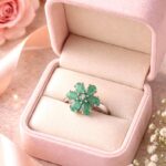 Natural Emerald Flower Ring, 925 Sterling Silver Statement Band, Vintage Artisan Green Gemstone