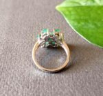 Natural Emerald Flower Ring, 925 Sterling Silver Statement Band, Vintage Artisan Green Gemstone - Image 10