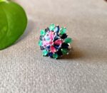 Luxury Multi Gemstone Floral, Ruby, Sapphire 925 Silver Floral Statement Ring - Image 10